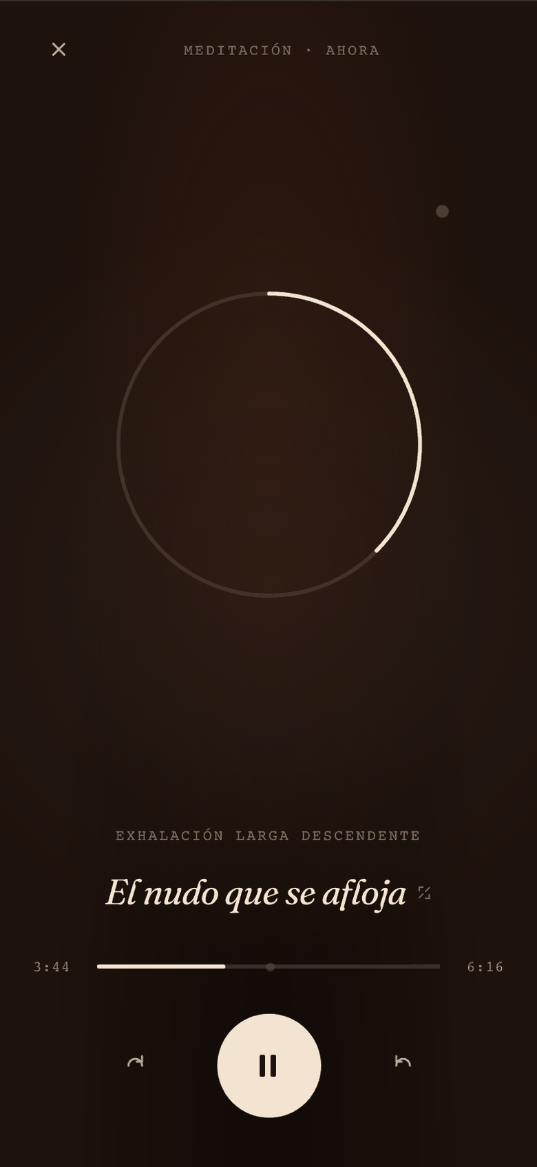 El reproductor de Stillova sonando, con el anillo que marca el avance de la sesión.